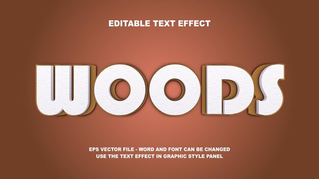 Bewerkbare tekst-effect Woods 3D vector sjabloon