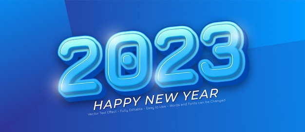 Bewerkbare tekst nummer 2023 Happy New Year banner op blauw thema