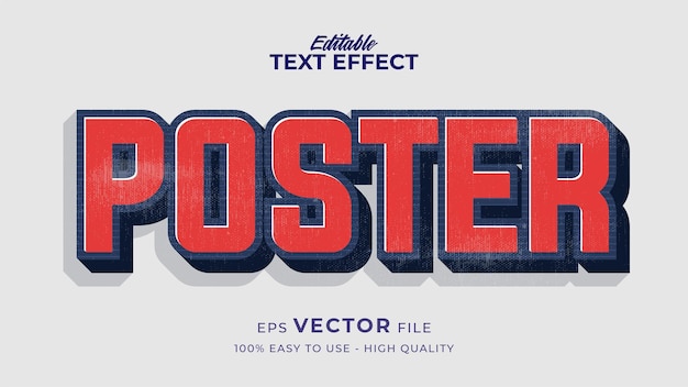 Vector bewerkbare tekst stijl effect retro poster tekst stijl thema