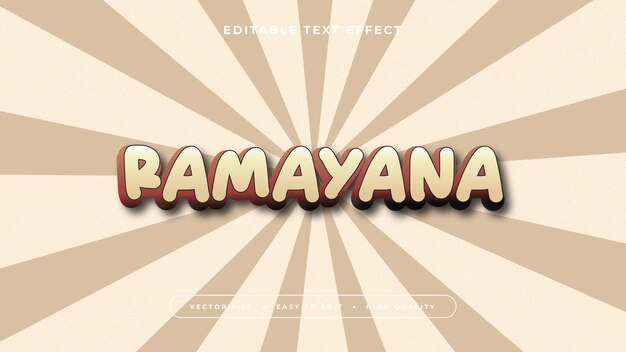 Bewerkbare teksteffect beige ramayana tekst op beige comic effect achtergrond