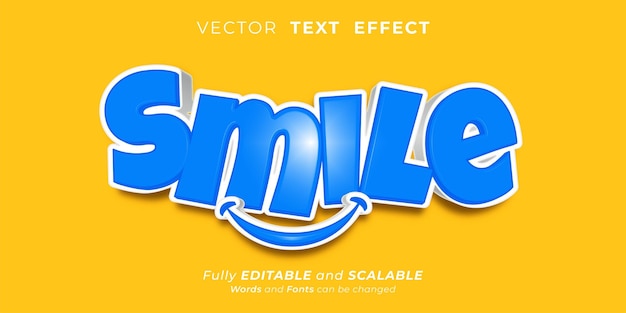 Bewerkbare teksteffect-glimlach met opvallende letters in 3D-stijl 02