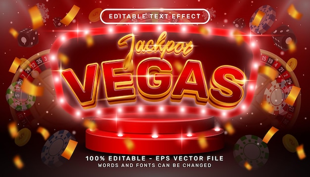 Bewerkbare teksteffect jackpot Vegas 3D-stijl met slim object