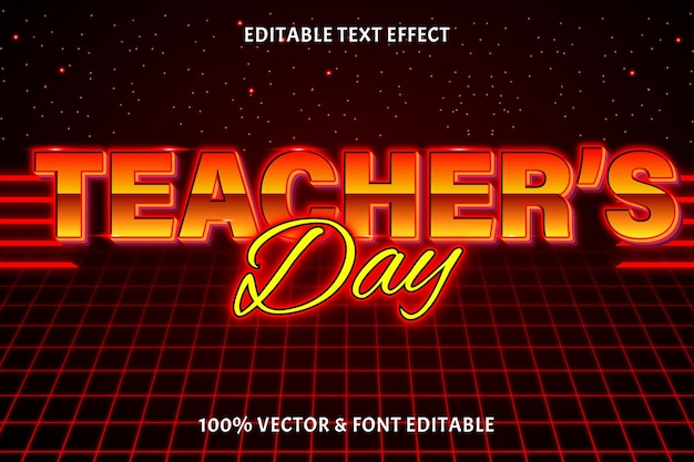 Bewerkbare teksteffect retro-stijl voor lerarendag