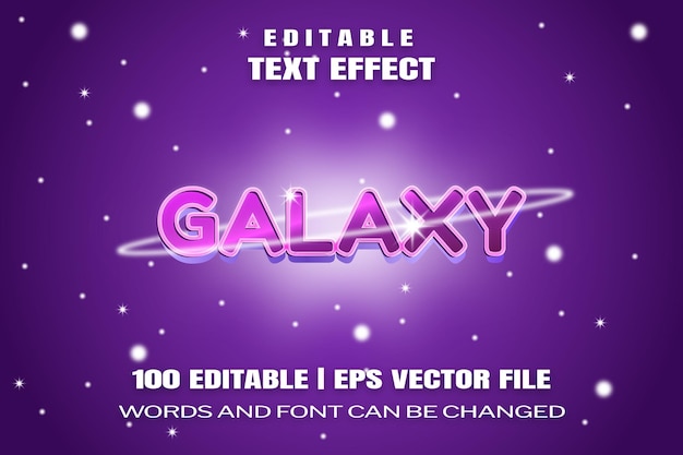 Bewerkbare teksteffecten Galaxy-woorden en lettertype kunnen worden gewijzigd