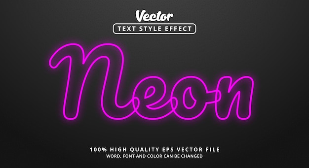 Vector bewerkbare teksteffecten, neontekst met moderne kleurstijl en gloeiende tekst