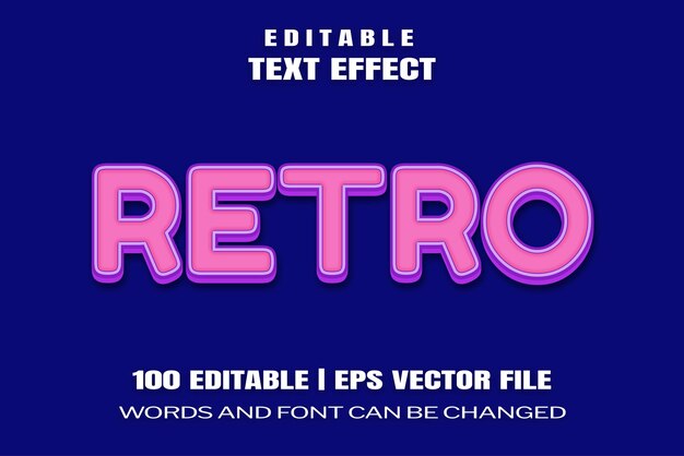 Bewerkbare teksteffecten Retro, woorden en lettertype kunnen worden gewijzigd