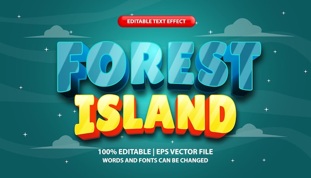 Bewerkbare teksteffectsjabloon forest island game typografie lettertypestijl