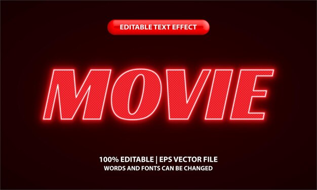 Bewerkbare teksteffectstijl voor films - Belettering met rood neonlichteffect