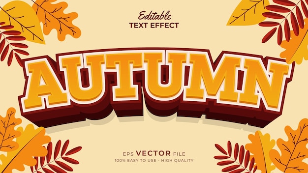 Bewerkbare tekststijleffect herfsttekst met afbeelding van esdoornbladeren