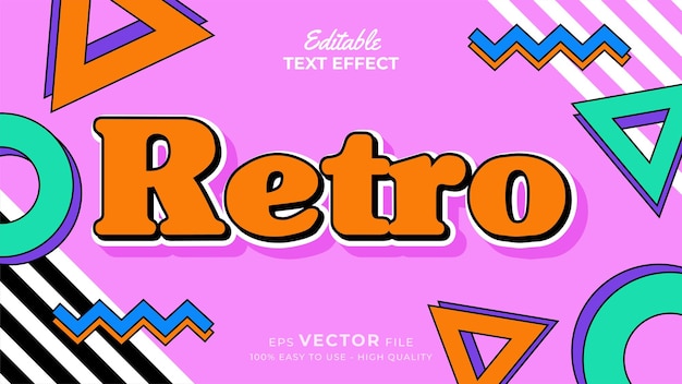 Bewerkbare tekststijleffect retro old school cartoontekst in groovy stijlthema