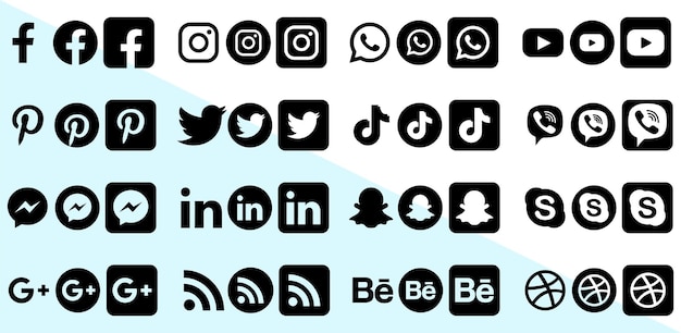 Bewerkbare transparante Social Media Logo-collectie