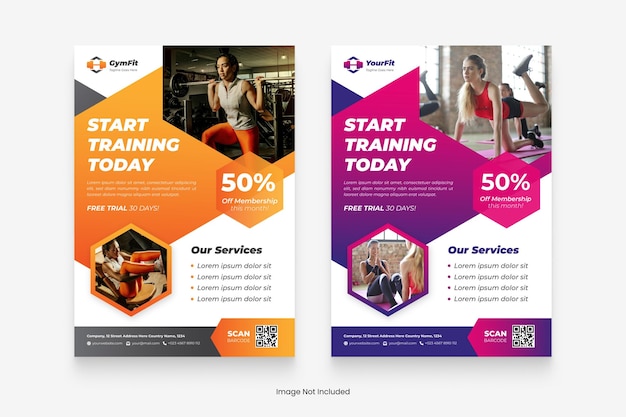 Bewerkbare vector gym fitness flyer en poster template