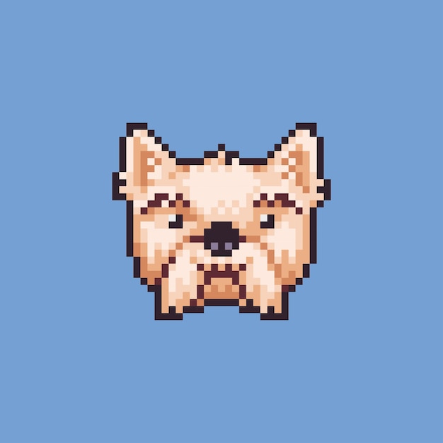 Bewerkbare vector hond gezicht en hoofd pictogram pixel kunst illustratie voor game-ontwikkeling game asset web