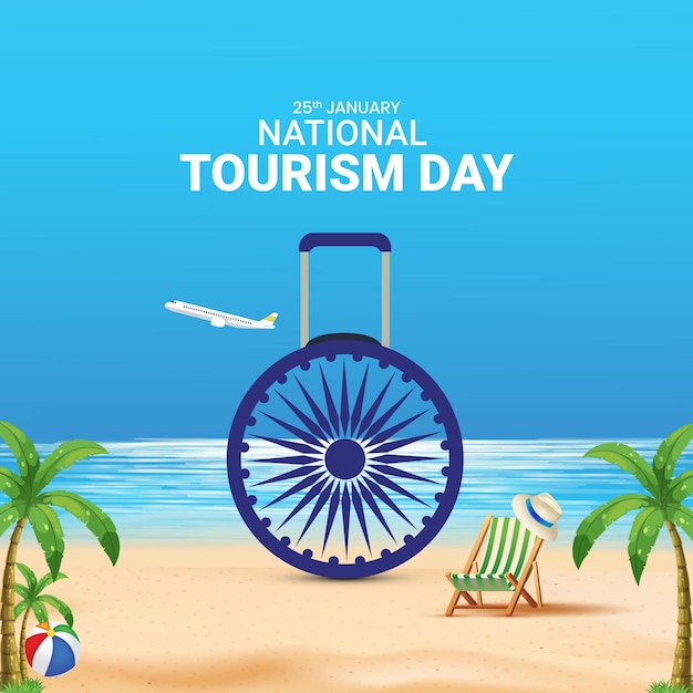 Bewerkbare vectorbeeld van de Nationale Toerisme Dag kan worden gebruikt voor banners, posters, sociale media