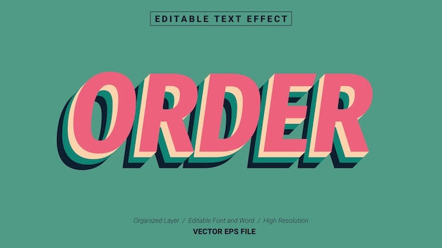 Bewerkbare volgorde lettertype. Typografie sjabloon teksteffectstijl. Belettering Vector Illustratie Logo.