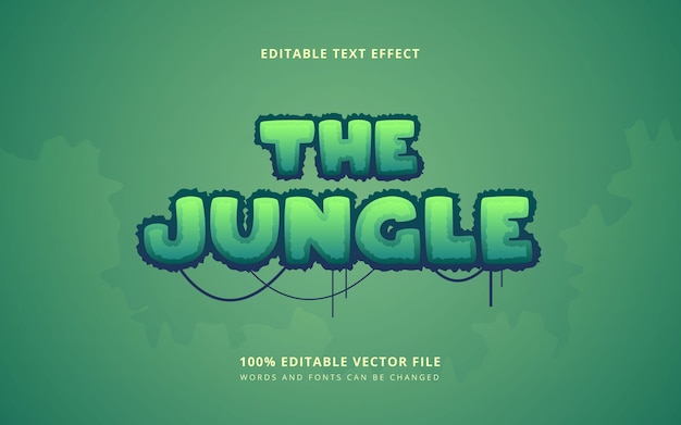Bewerkbare woorden en lettertypen in jungle bos tekststijl