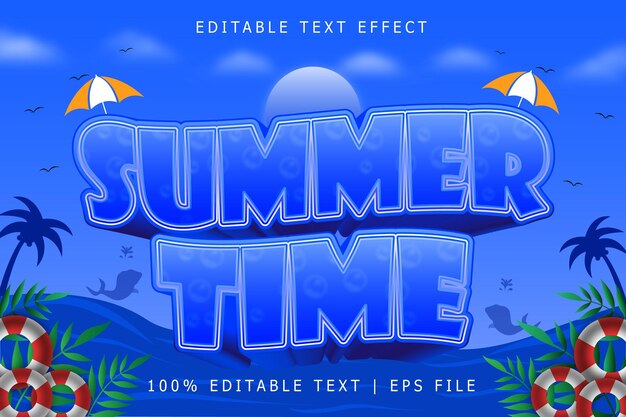 Bewerkbare zomertijd Teksteffect 3-dimensionaal reliëf moderne stijl