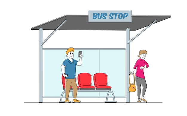 Bewoners Tekens op het busstation