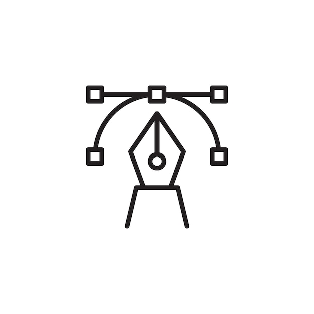 Bezier Icon Set Pen Curve SVG Графический дизайн Векторный символ в черном заполненном и очерченном стиле Иллюстратор Курсор Редактируемый знак