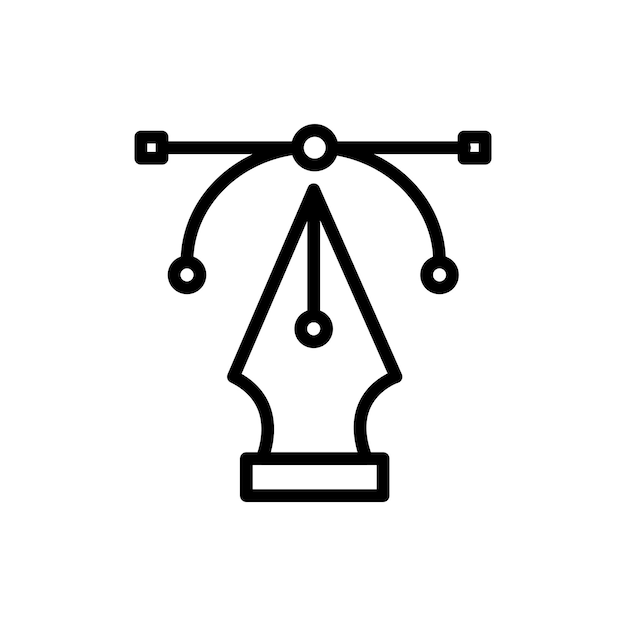 Bezier Icon Set Pen Curve SVG Графический дизайн Векторный символ в черном заполненном и очерченном стиле Иллюстратор Курсор Редактируемый знак