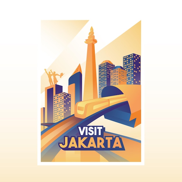 Bezoek het posterontwerp van Jakarta