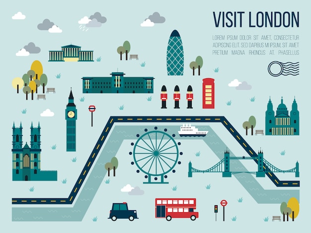 Vector bezoek london map illustration