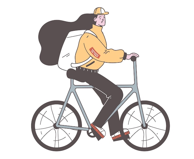 Bezorger op scooter fiets geïsoleerd concept grafisch ontwerp illustratie element