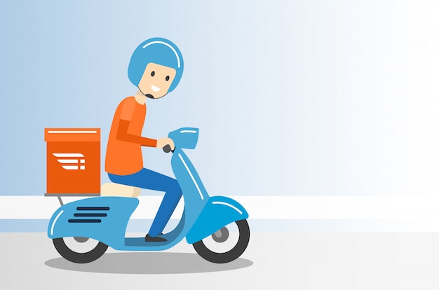 Bezorger ride scooter motorfiets service - vectorillustratie