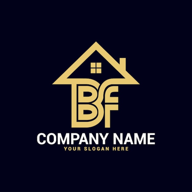 Bf fb real estate letter logo vector template