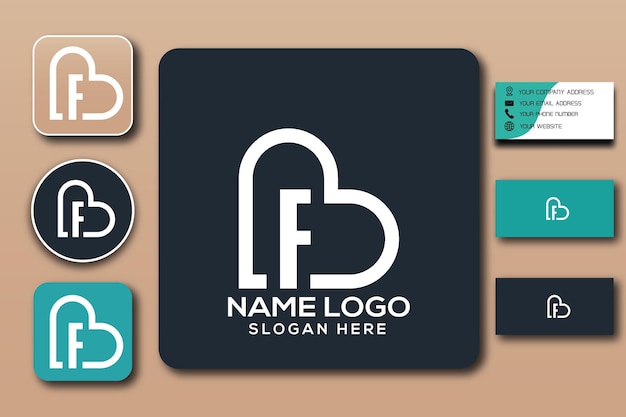 Bf monogram logo template color editable