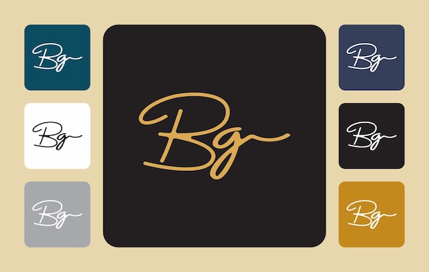 ベクトル bg b g 初期手書き bg 初期手書き署名ロゴ テンプレート ベクトル手レタリング デザインまたはアイデンティティ