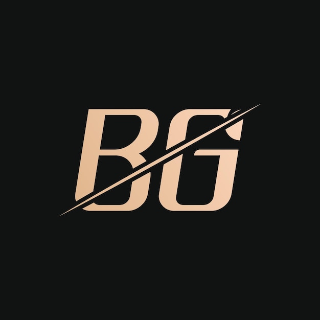 Vettore modello vettoriale per il disegno del logo della lettera bg disegno del logo bg in oro e nero