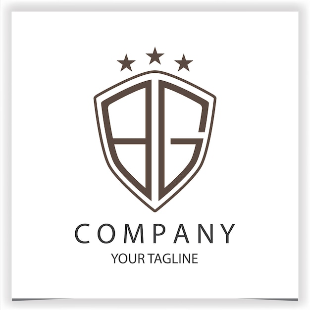 BG Logo monogram with shield shape isolated black colors on outline design template premium elegant template vector eps 10