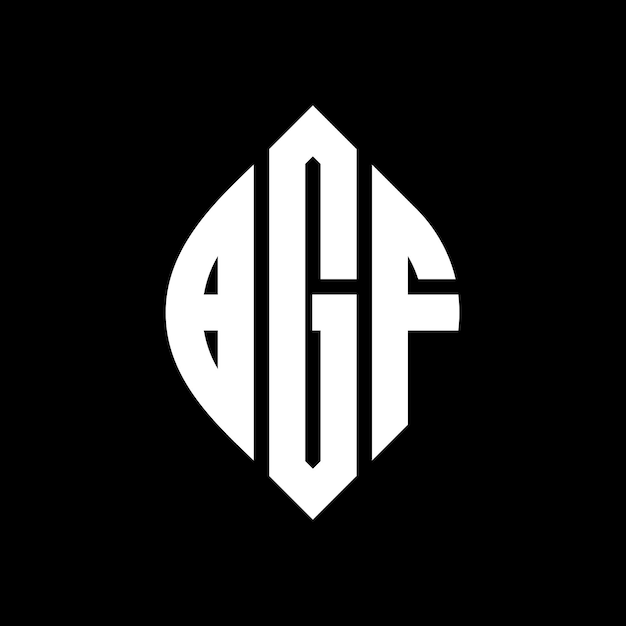 BGF 원형 문자 로고 디자인: 원형과 타원형 BGF 타원형 문자 타원형 세 개의 이니셜은 원형 로고를 형성합니다.BGF 원형 블럼, 추상 모노그램, 글자, 표지, 터