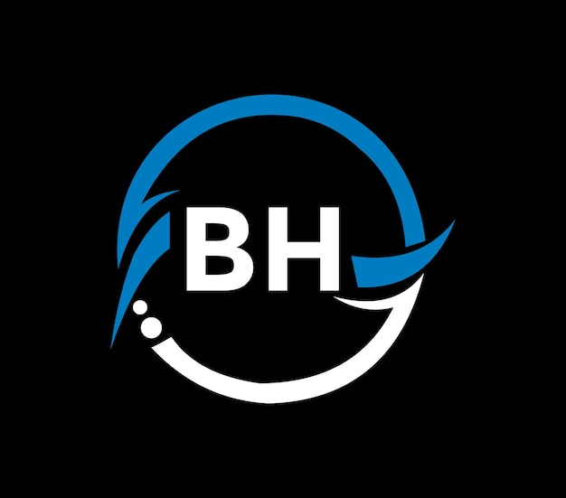 円形の bh 文字ロゴ デザイン bh 円と立方体形のロゴ デザイン bh モノグラム ビジネス