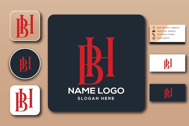 BH monogram logo sjabloon kleur bewerkbaar