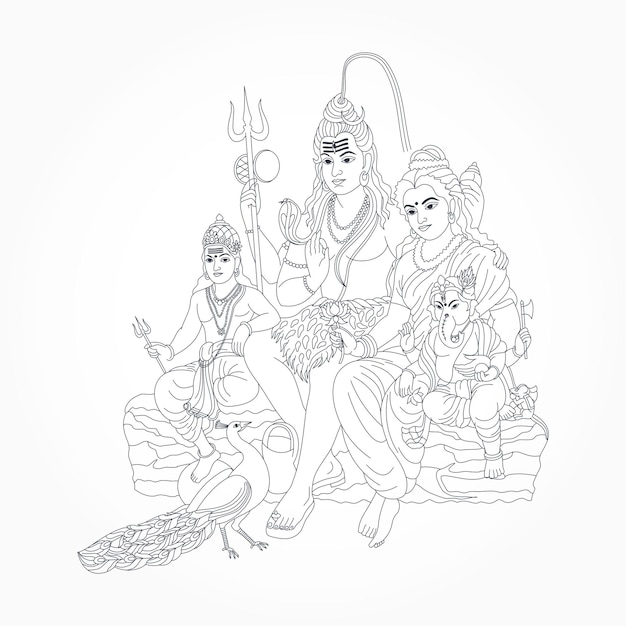 Vector bhagwan shiva family