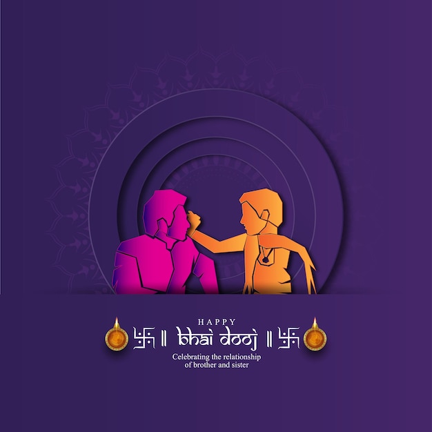 BHAI DOOJ - 3D PAPER CUT BHAI DOOJ CELEBRATION. VECTOR