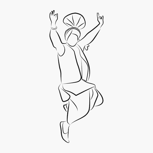 Bhangra Dancer Line Art