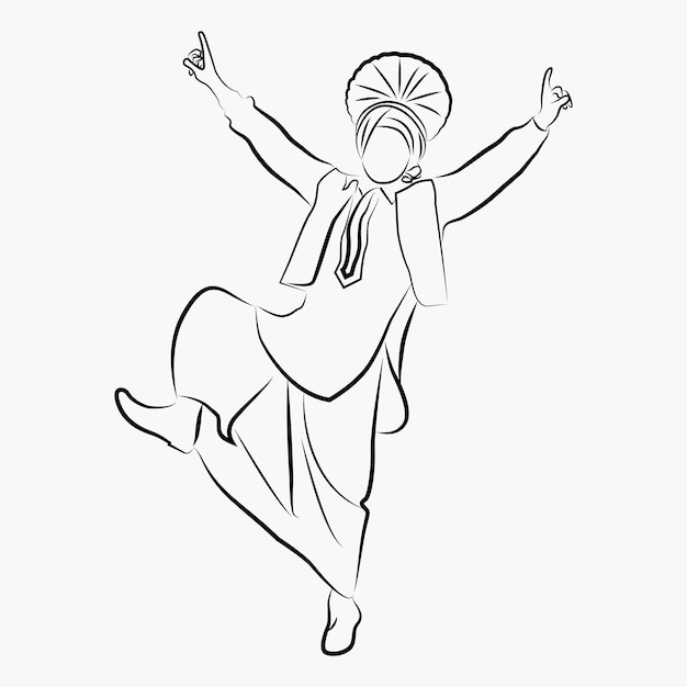 Bhangra Dancer Line Art