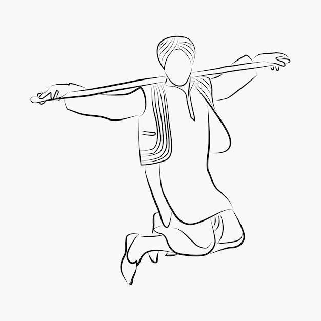 Bhangra Dancer Line Art