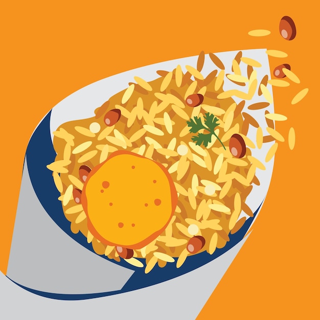 Bhel Puri indian street Food Vector White Background