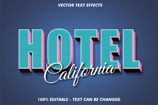 BHotel californië Typografie 3D vintage retro bewerkbare teksteffecten