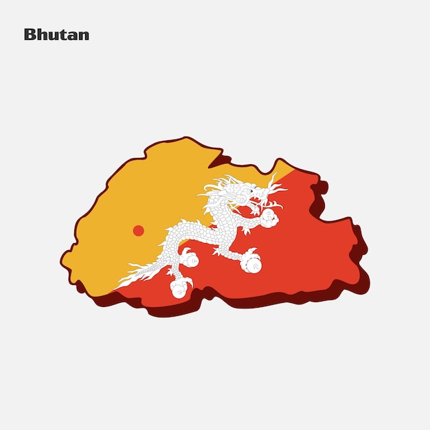 ブータン国国家フラグ マップ インフォ グラフィック