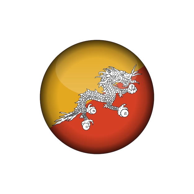 Bhutan Flag Circle Button Vector Template