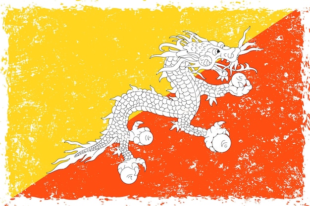 Bhutan flag grunge distressed style