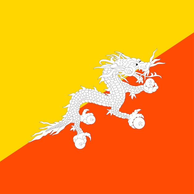 Официальные цвета флага Бутана Векторная иллюстрация