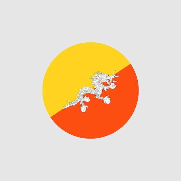 Vettore bandiera del bhutan icona rotonda distintivo o pulsante simbolo nazionale del bhutan illustrazione vettoriale