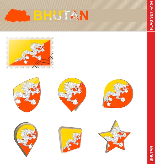 Vector bhutan flag set flag set 154 vector