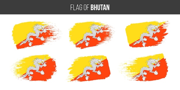 Флаги Бутана мазок кистью гранж векторные иллюстрации флаг Бутана, изолированные на белом фоне